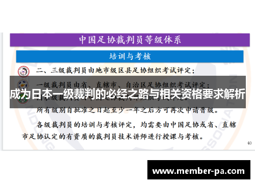 成为日本一级裁判的必经之路与相关资格要求解析